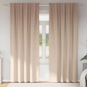 vidaXL Cortinas 2 pcs Cinzento-acastanhado 225 x 140 cm Poliéster