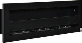 HOMCOM Lareira de Bioetanol de Parede com Depósito de 1 L Tempo de Combustão 3H para Interiores 20 m² 120x15x40 cm Preto | Aosom Portugal