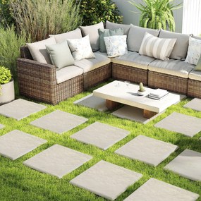 Conjunto de 16 degraus de 39,5 x 39,5 cm com estacas de fixação ao solo e pedras decorativas para passarelas de jardim, pavimentos exteriores, relvado