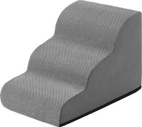 Escada para cães, 3 degraus 57 x 40 x 40 cm – Escada para animais de estimação, tecido waffle cinza ardósia