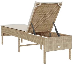 Espreguiçadeira com almofadão 55x200x44cm vime PE bege