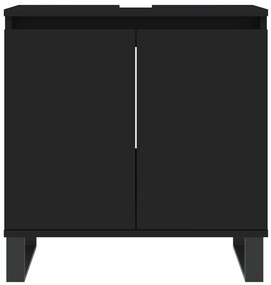 3 pcs conjunto móveis casa de banho derivados de madeira preto