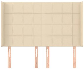 Cabeceira de cama c/ abas tecido 147x16x118/128 cm creme