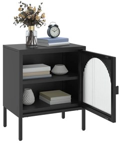 Mesa de cabeceira 50x35x60 cm vidro e aço preto