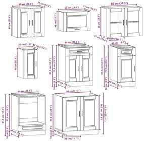 8 peças armário de cozinha conjunto Kalmar cinzento cimento