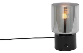 Candeeiro de mesa Art Deco preto com vidro fumê - Laura