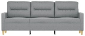 Sofá de 3 lugares 180 cm tecido cinza-claro