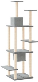 Árvore p/ gatos c/ postes arranhadores sisal 176 cm cinza-claro
