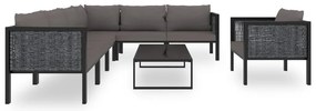 8 pcs conjunto lounge de jardim c/ almofadões vime PE antracite