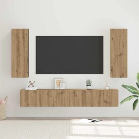 Conjunto de móvel de TV com prateleira 4 pcs carvalho artisiano