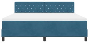 Cama Box Box Spring com Colchão e LED Azul Escuro 180x200 cm Veludo