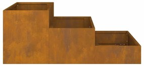 Vaso de Jardim 3 Camadas 90x90x35 cm Aço Enferrujado