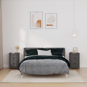 vidaXL Mesas de cabeceira 2 pcs 40x35x61,5 cm pinho maciço cinza