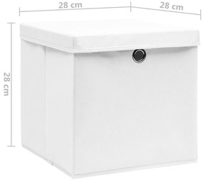 Caixas de arrumação com tampas 10 pcs 28x28x28 cm branco