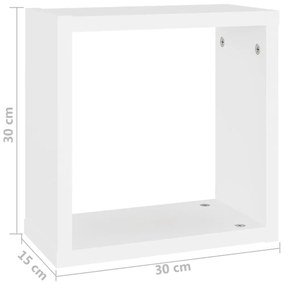 Prateleiras de parede em forma de cubo 2 pcs 30x15x30cm branco