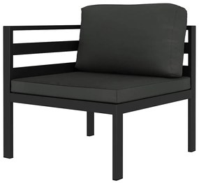 6 pcs conjunto lounge jardim com almofadões alumínio antracite