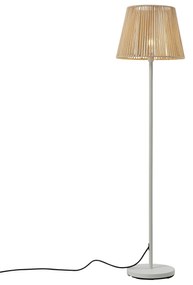 Candeeiro de pé exterior branco com abajur de corda bege IP44 - Virginia Japandi