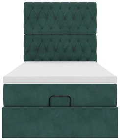 Estrutura de cama otomana colchões 90x200cm veludo verde escuro