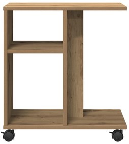 Mesa lateral vidaXL com rodas em Carvalho Artisan 50x30x55 cm de Madei