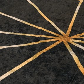 Tapete lavável antiderrapante 80x300 cm preto e dourado