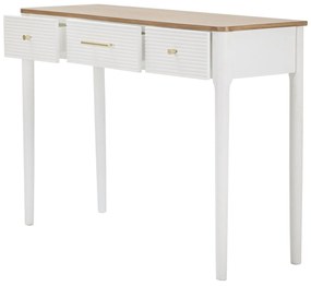 MESA CONSOLA MATERA 107X37X80 CM BRANCA E CASTANHA