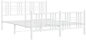 Estrutura de cama com cabeceira e pés 160x200 cm metal branco