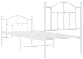 Estrutura de cama com cabeceira e pés 75x190 cm metal branco