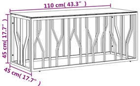 Mesa de centro 110x45x45 cm aço inoxidável e vidro