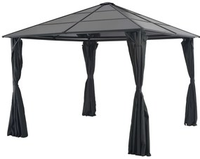 Gazebo com cortinas Alumínio 3x3 m preto