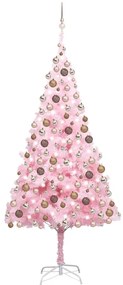 vidaXL Árvore Natal artificial pré-iluminada c/ bolas PVC rosa