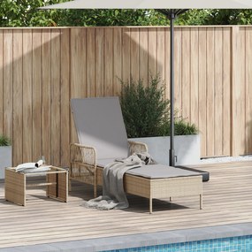 Espreguiçadeira Bege e cinza claro Rattan PE 157 x 55 x 92 cm