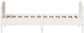 Cama sem colchão 75x190 cm madeira de pinho maciça branco