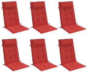 Almofadões p/ cadeira encosto alto 6 pcs tecido oxford vermelho
