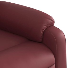 Poltrona massagens reclin. elétrica couro artif. vermelho-tinto