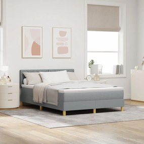 Cama Box Spring com Colchão Cinza Claro 140x200 cm Tecido