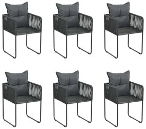 7 pcs conjunto de jantar para jardim preto