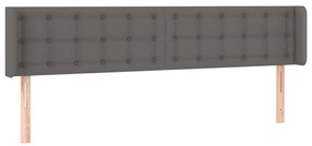 Cabeceira cama c/ LED 203x16x78/88 cm couro artificial cinzento