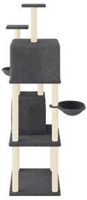 Árvore p/ gatos c/ postes arranhadores sisal 180cm cinza-escuro