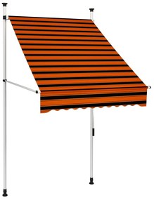 Toldo retrátil manual 100 cm laranja e castanho