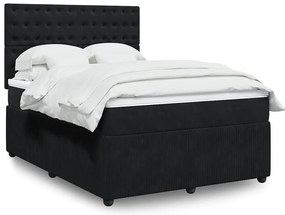 Cama com molas/colchão 160x200 cm veludo preto