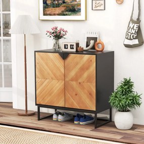 Armario de arrumação com portas com pernas de metal para sala de estar Sala de jantar 80 x 40 x 80 cm Preto