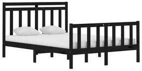 Estrutura de cama 140x190 cm madeira maciça preto
