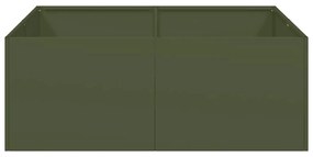 Vaso/floreira 80x80x30 cm aço verde azeitona