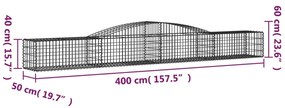 Cestos gabião arqueados 5 pcs 400x50x40/60 cm ferro galvanizado