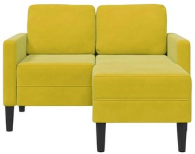 Sofá 2 lugares com Chaise em L 125 cm veludo amarela