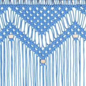 Cortina macramé 140x240 cm algodão azul