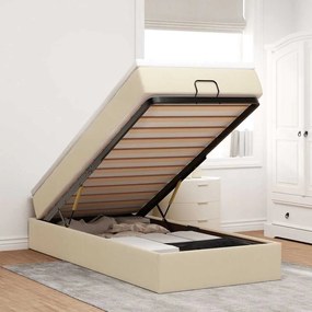 Estrutura de cama otomana com creme de colchão 100x200cm tecido