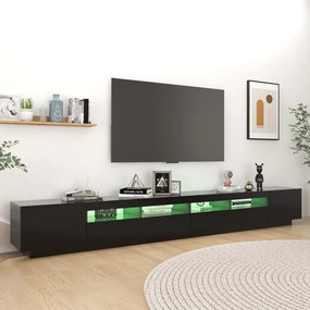 Móvel de TV Giancarlo com Luzes LED de 300cm - Preto - Design Moderno