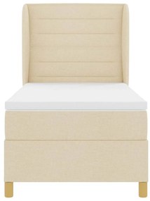 Cama Box Spring vidaXL com Colchão em Creme, 100x200 cm, Tecido