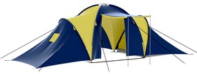 Tenda de campismo 9 pessoas tecido azul e amarelo